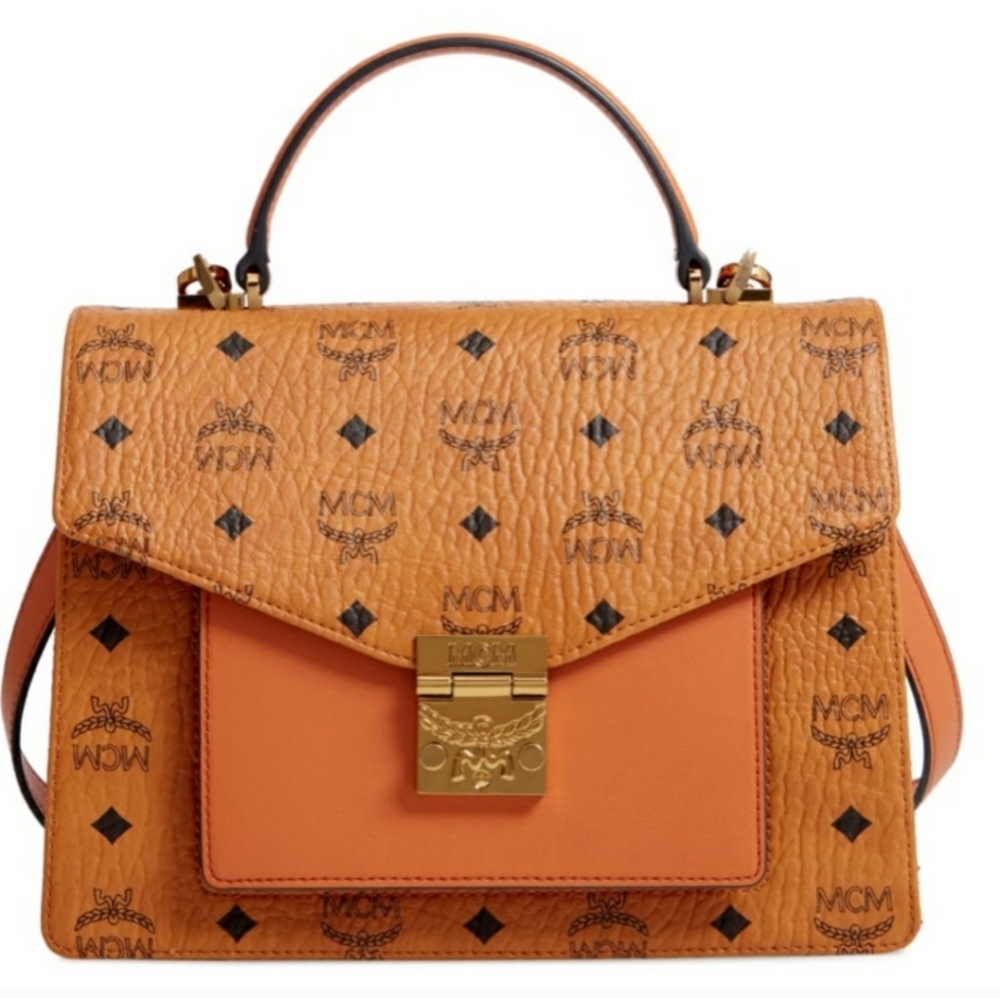 Authentic MCM Medium Patricia Visetos Coated Canvas Satchel